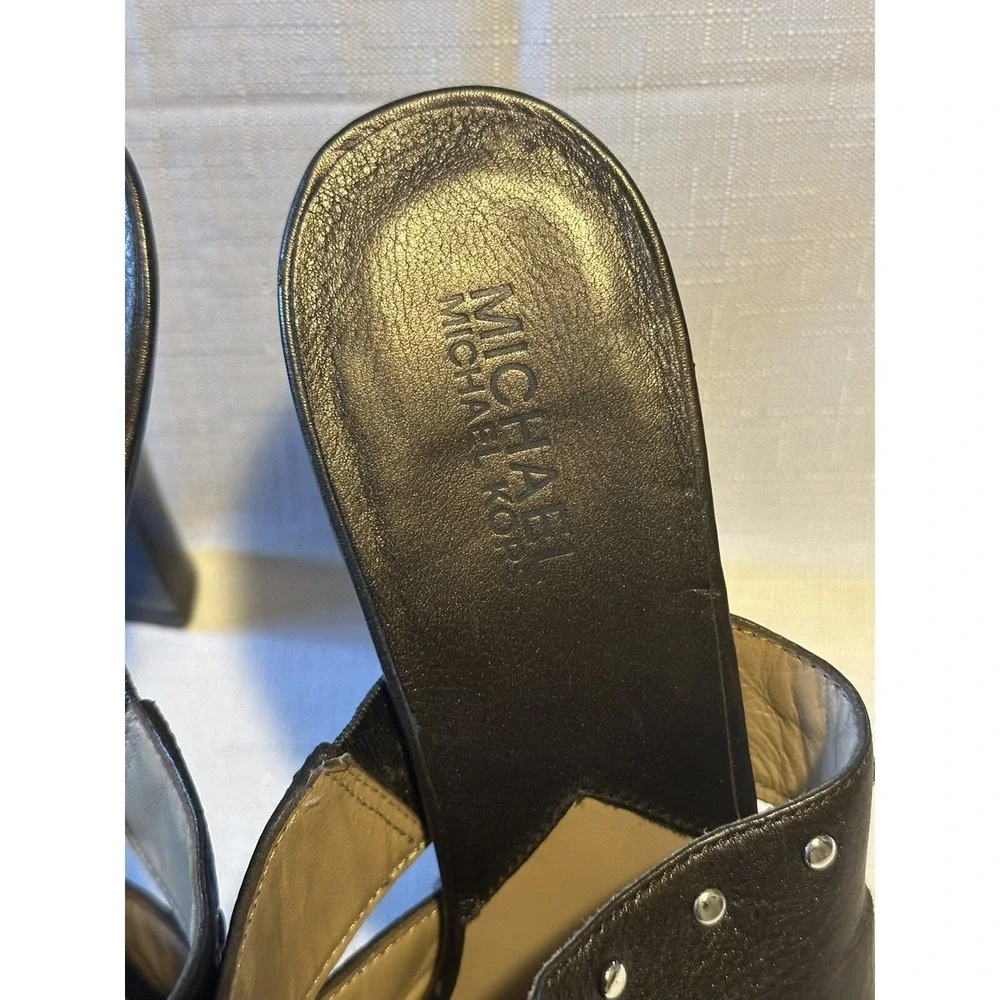 Michael Kors Astor‎ Dark Brown Studded cut-out slide women's sz 8